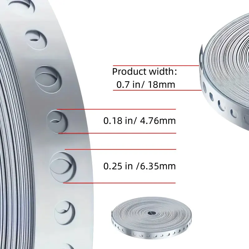 1 roll of galvanized steel tape, pre-punched multi-slot metal tape for pipe support and sheet metal work