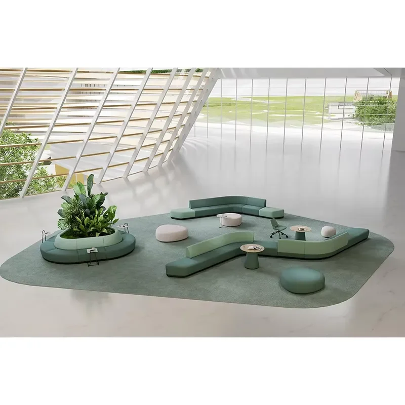 Long Modern Fabric Modular Sectional Sofa Set for Salon & Hotel Waiting Areas