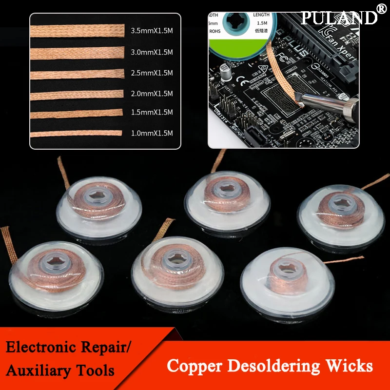 1~10pcs Copper Desoldering Wick Length 1.5m Braid Mesh Tape Welding Point Wire Soldering Tin Lead Cord Solder Remover Tool