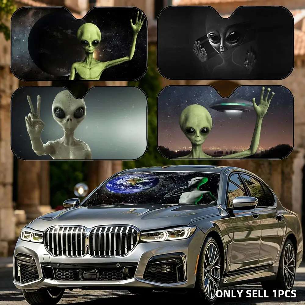 

Alien Abduction Sun Visor Car Windshield Sun Shade Front Window Sunshade UV Block Heat Insulation Cover Parasol