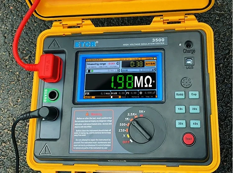 Touch Screen a colori batteria integrata Tester di resistenza di isolamento ad alta tensione ricaricabile 5KV 10KV