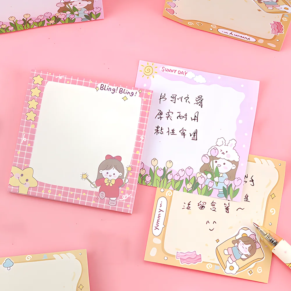 Coreano Funny Girls Sticky Notes autoadesivo carino Kawaii Memo pad Daily Planner Post notepad cancelleria estetica Checklist