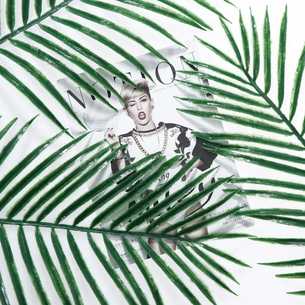 12 Piezas de Hojas Artificiales de Sago Cycas, Simulación Realista de Plantas, Decoración Verde para el Hogar, Oficina y Fiestas