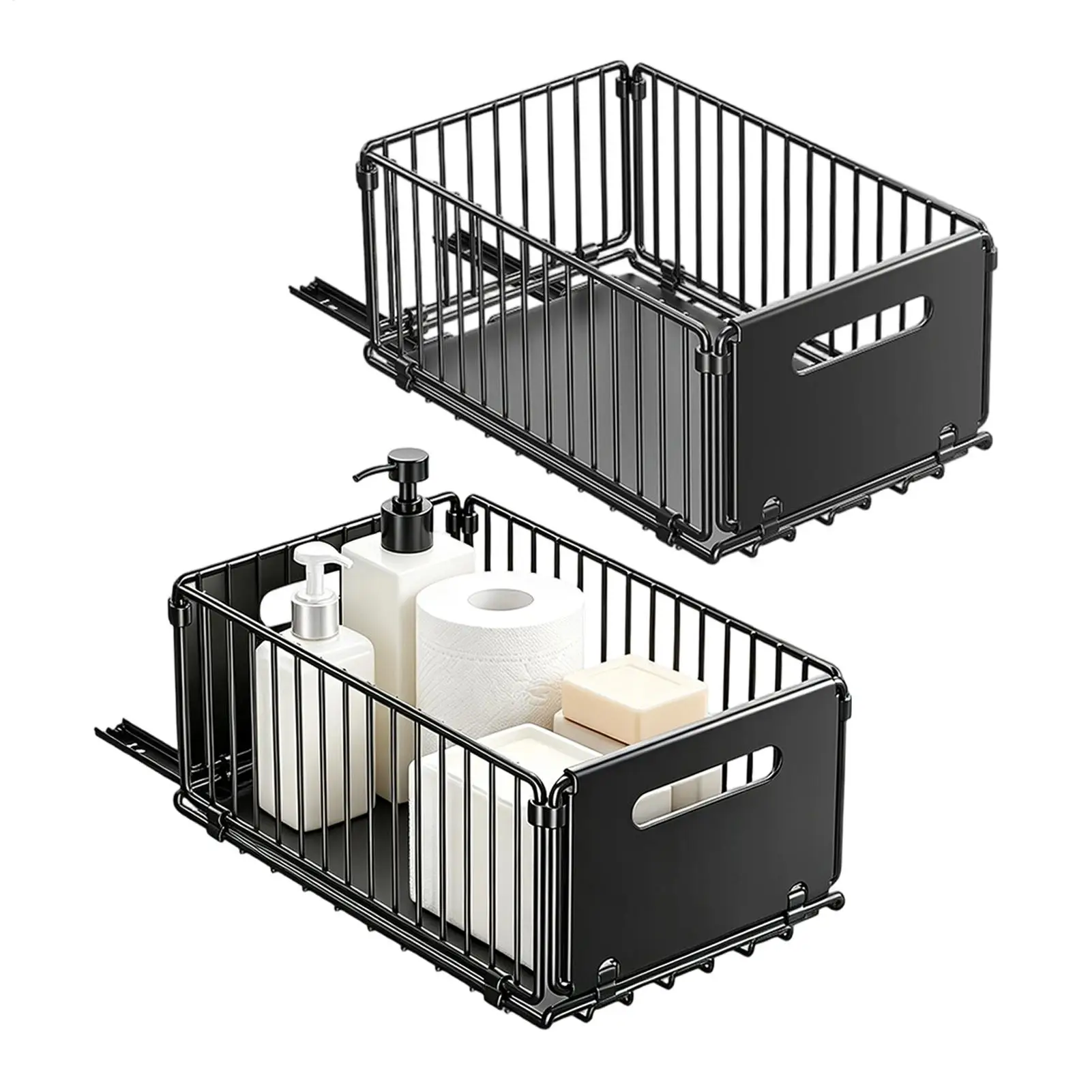 Ausziehbarer Schrank-Organizer, 2-teilig, Gewürzkörbe, faltbar, ausziehbare Schrankregale für Wohnmobil, Wohnung, Haus