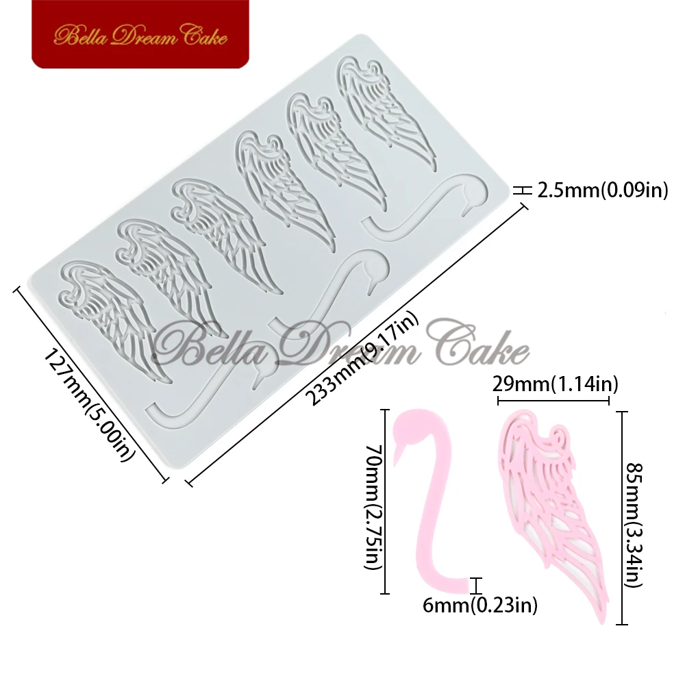 3D Swan Wings Silicone Lace Mat DIY Tuille Stencil Mould Chocolate Baking Pad Valentine's Day Cake Decorating Tools Bakeware