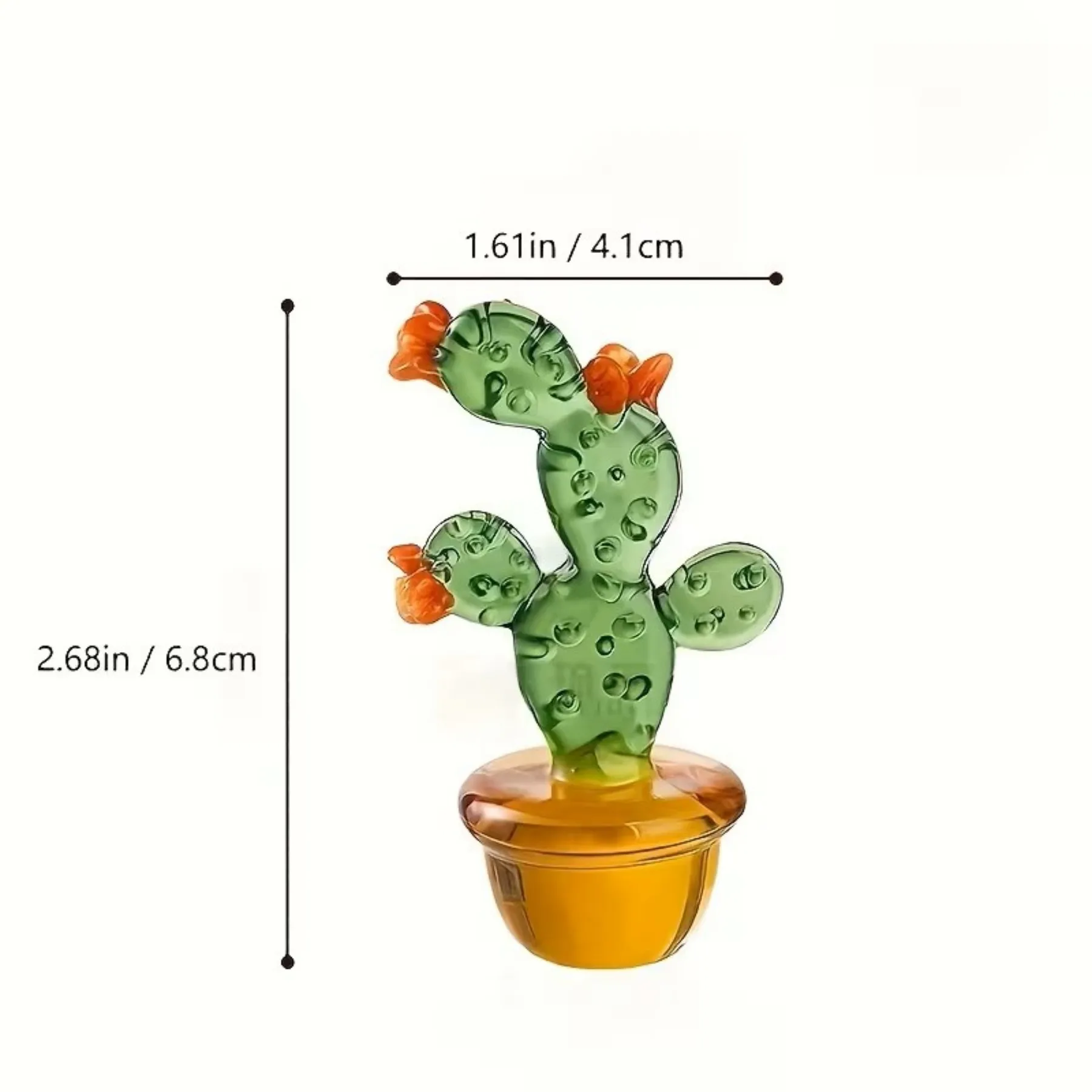 1PC Mini Glass Cactus Figurine - Handmade Succulent Desk Decor, Car Ornament, Birthday Christmas Mother's Day Gift