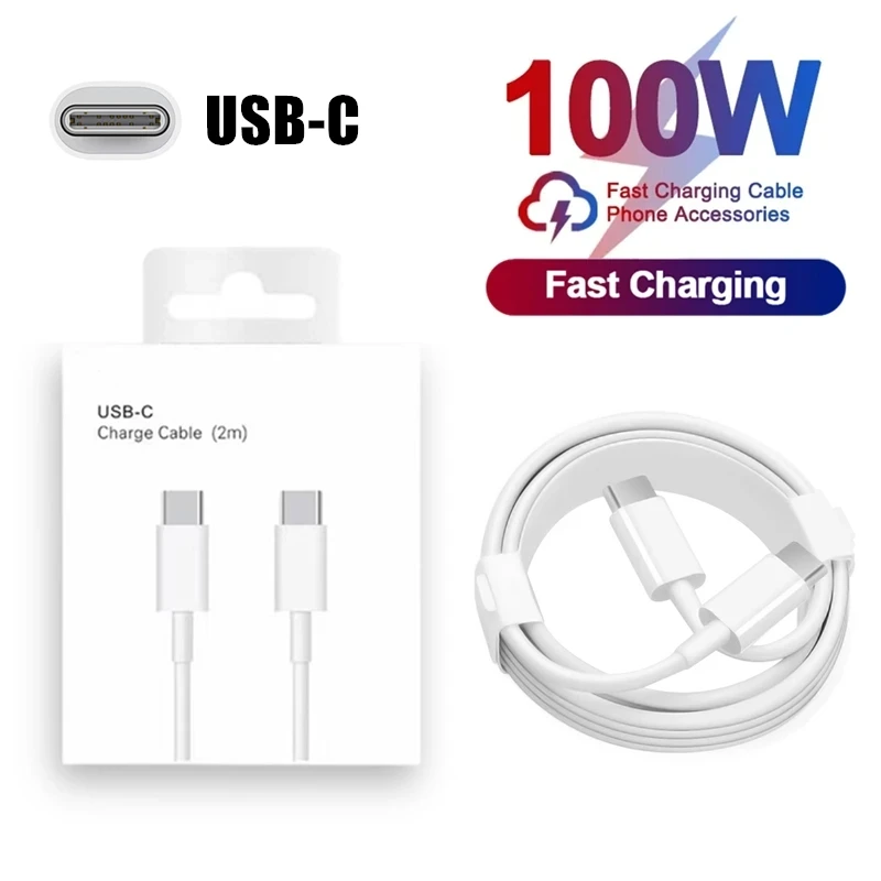 USB C к USB C 100 Вт PD кабель для быстрой зарядки для iPhone 15 Pro Max Huawei Samsung Xiaomi Realme Redmi POCO Type C, зарядный кабель 2 м