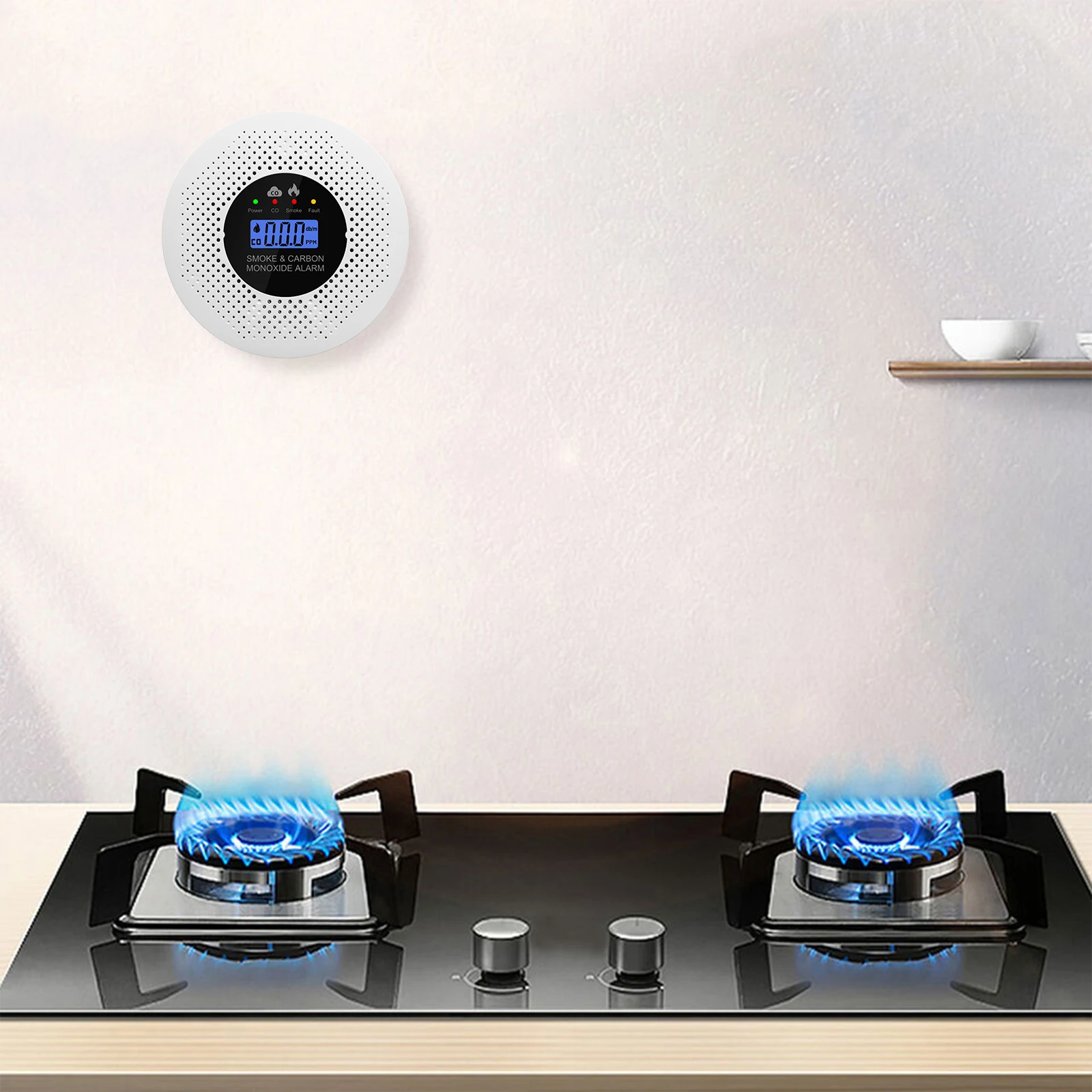 Smoke and Carbon Monoxide Detector with LCD Display Smoke and CO Alarm Powered by Battery for Home Office RV Hotel