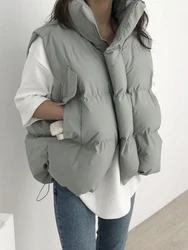 Retro Collarless Cotton Vest Women's Autumn Winter New Style High Sensation Sleeveless Cotton Jacket Outerwear Small Size Vest