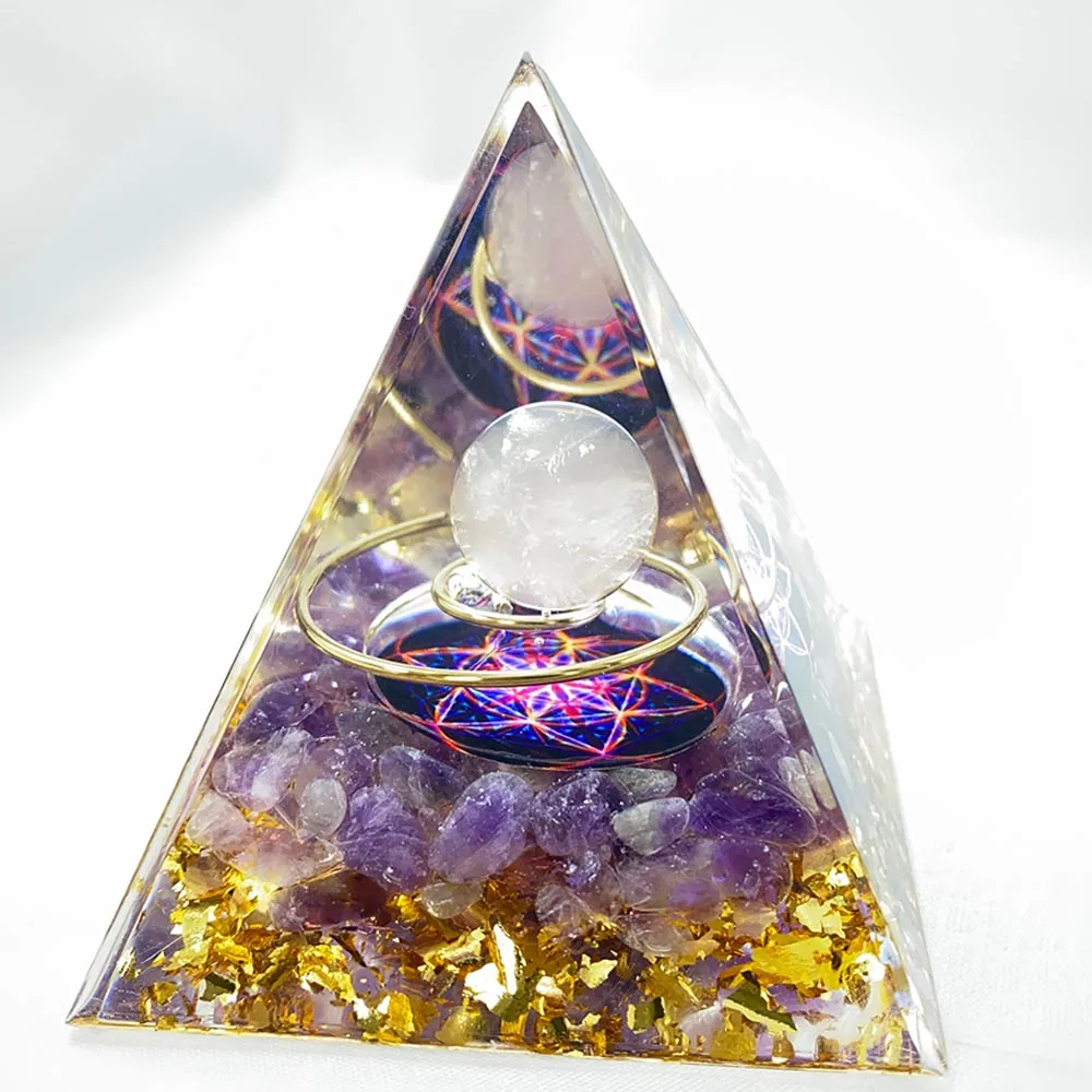 Orgone Pyramid Amethyst Powder Crystal Healing Crystal Energy Orgonite Pyramide Emf Protection Meditation Tool Quartz