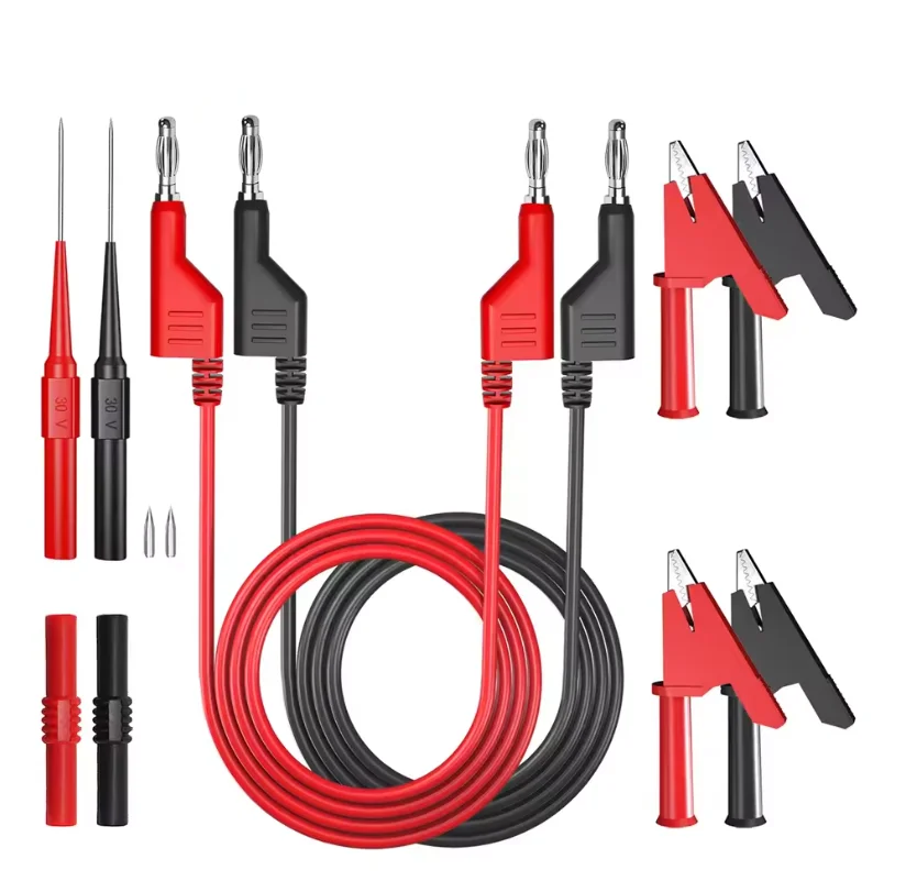 Doppelte 4-mm-stapelbare Bananenstecker-Messleitungen mit Krokodilklemmen-Testsonde, Bananenbuchse, 100 cm Multimeterkabel – Detail 1