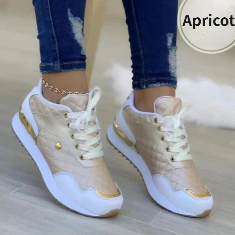 Tênis feminino vulcanizado de couro PU, tênis vermelho patchwork, sapatos casuais de plataforma 2023