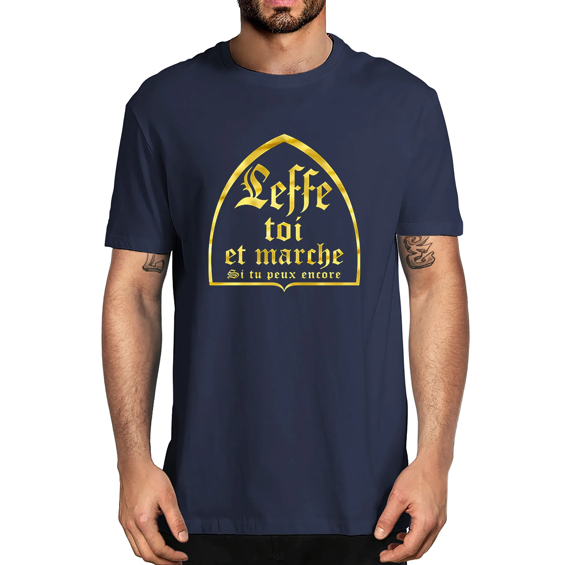 Unisex Leffe-Yourself And Walk If You Still Can T-Shirt French Text Humor Beer Alcohol Drinking Lovers Men's 100% Cotton T-Shirt