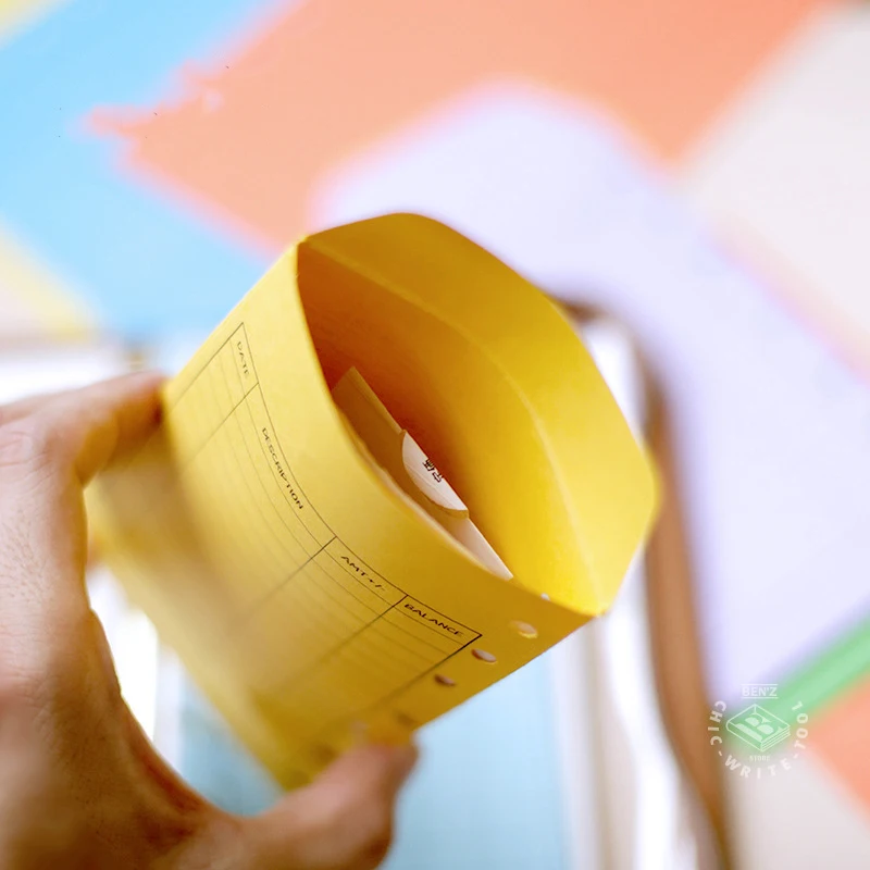 6 Hole Loose-leaf Financial Accounting Storage Bag A5 A6 Colored Envelope Pen Refill Inside Pages Notebook Storage Clip