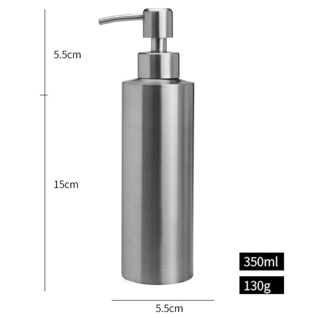 350 مللي/550 مللي الحمام زجاجة صابون اليد 304 حوض مطبخ ستنلس ستيل كونترتوب موزع الصابون زجاجة محلول الحمام الفضية