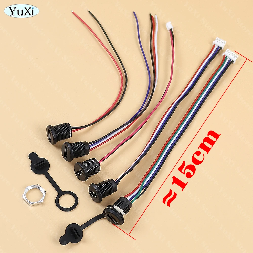 1–20 szt. Wodoodporne złącze USB-C Type-C z nakrętką blokującą, do montażu panelowego, port szybkiego ładowania TPC, gniazdo 2/4/5/6 pinowe PH 2.0 — zdjęcie produktu 4