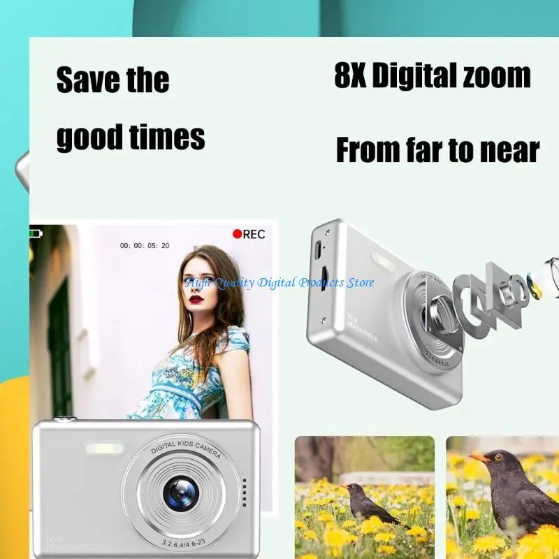 

U2JE Digital Camera 4K 48MP Kids Camera 8X Zoom Anti Shake Point and Camera for Teens Students Children Portable Camera