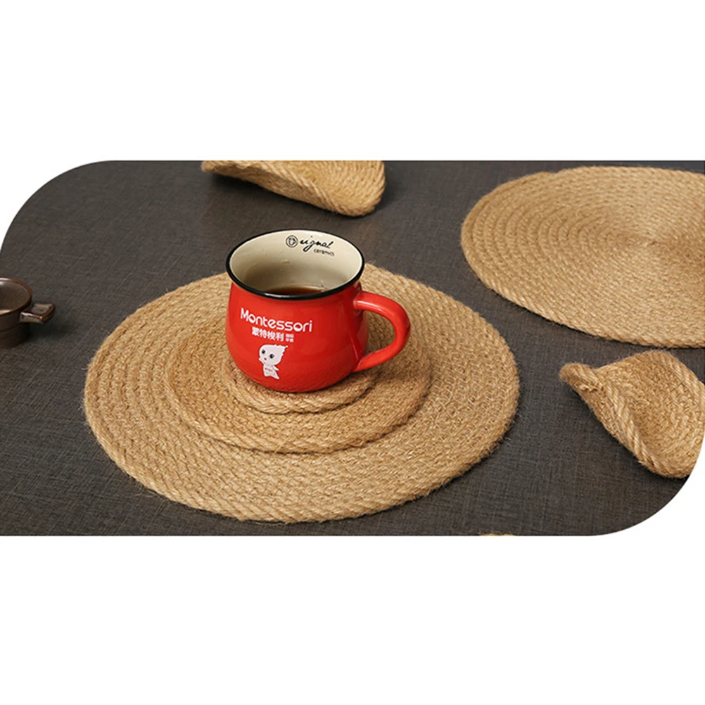 

1 pc Linen Table Mats Heat Resistant Insulation Coasters Thickened Natural Moisture-Absorbing Placemats For Home Kitchen Cafe