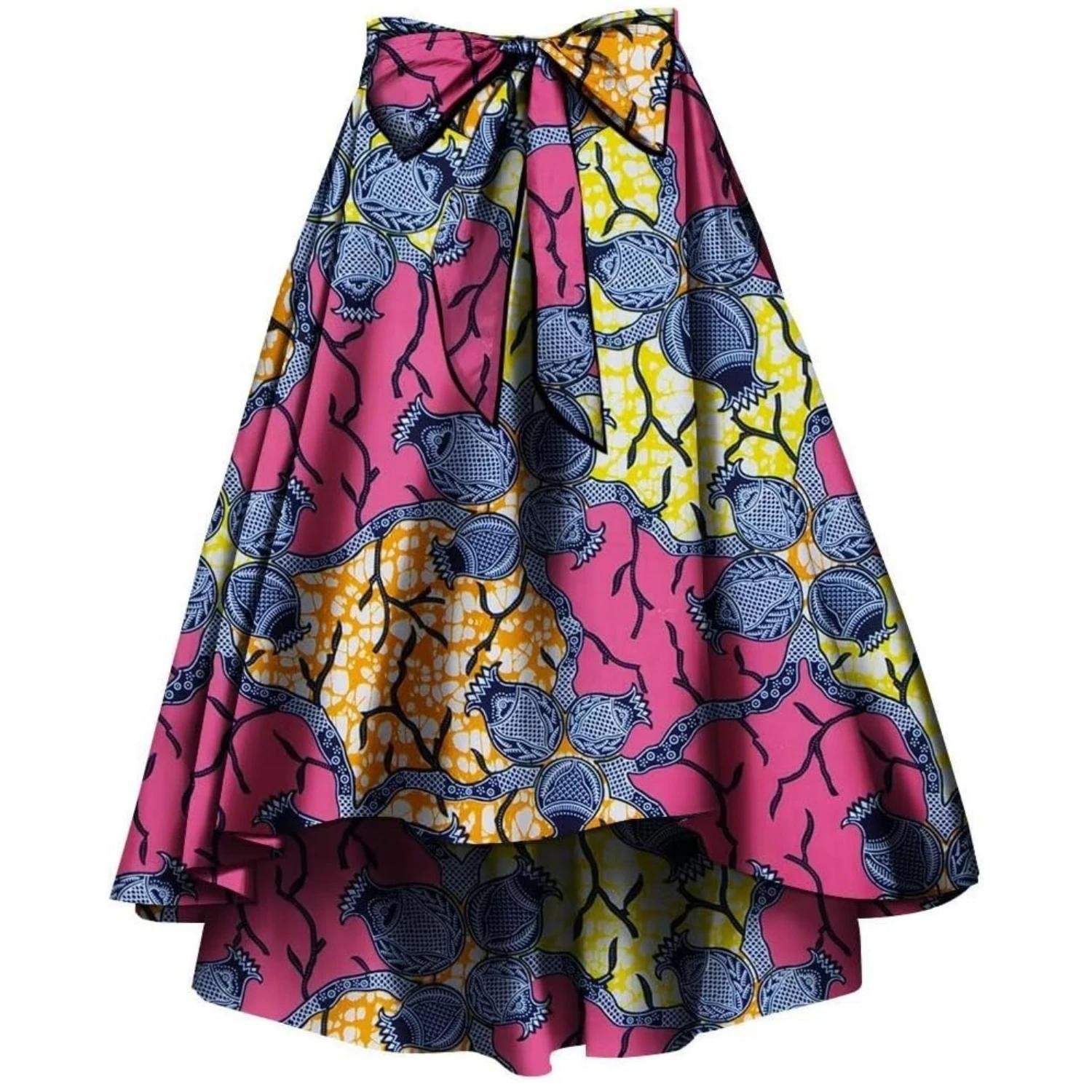 Faldas africanas con estampado de Ankara para mujer, falda larga Dashiki Maxi, cintura elástica elegante a la moda con pañuelo para la cabeza de algodón Wy10072