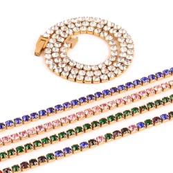 Gothic 4mm Tennis Chain Stainless Steel Necklace For Women Jewelry Men's Hip Hop Necklaces Colorful Zircon Chain Choker Necklace