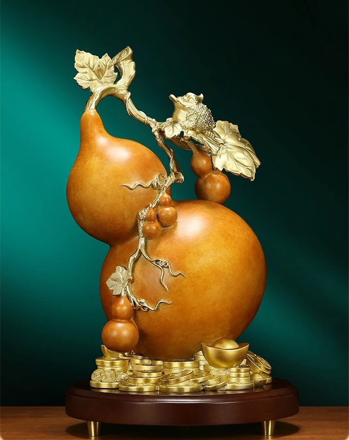 

Китайский латунный орнамент в виде тыквы для домашнего декора, привлекает богатство, удачу и пять благословений, гостиная, фэн-шуй, художественное ремесло, подарок