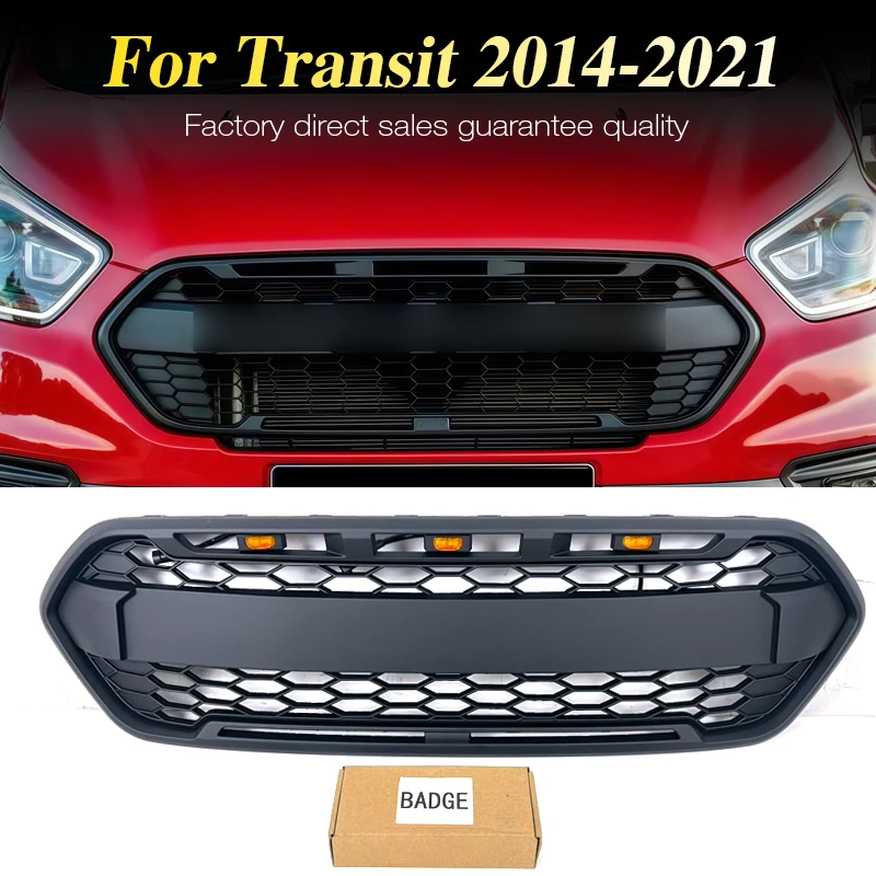 

Front Grille With LED Light Auto Parts Racing Grill Modified Fits For 2014-2021 Ford Transit European version Grill