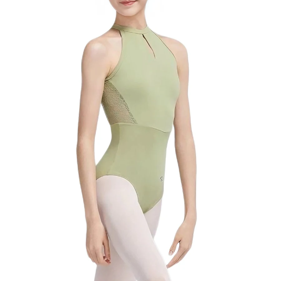Halter Backless Lace Ballet Leotard for Women Soft Stretch Dancewear for Gymnastics Yoga & Daily Training