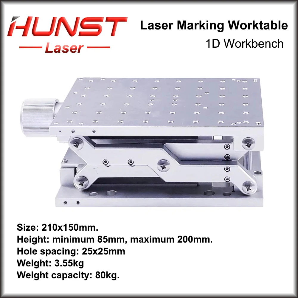 HUNST 1D Moving Worktable 210x150x75mm Table Portable Cabinet Case for Laser Marking Machine Manual Lift Platform