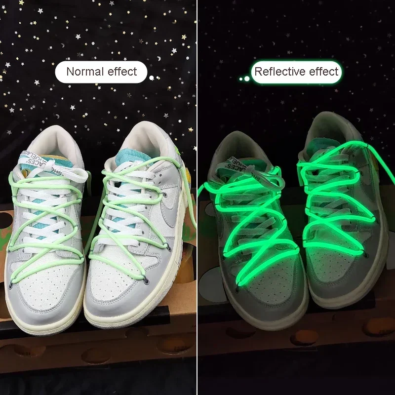 1Pair Luminous Shoelaces Fluorescent Shoelace Kids Adult Sneakers Boots Round Laces Shoes Accessories 80/100/120/140/160/180cm