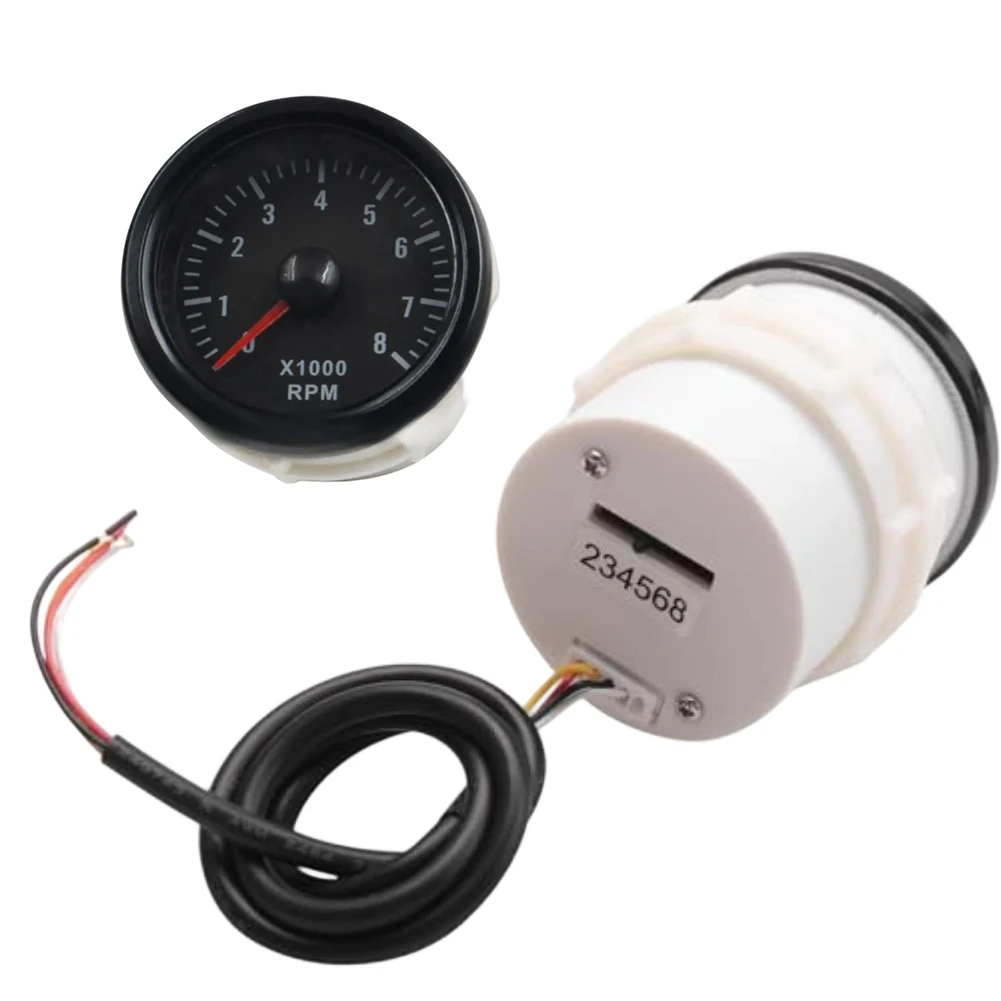 52MM Electric Tachometer 0-8000 RPM for Gas Engines with Compatibility for 2-8 Cylinder Vehicles including Boats and Yachts