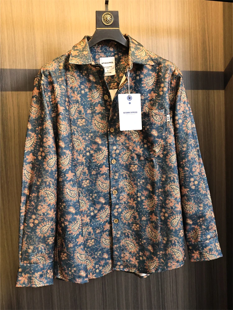 

Casual Men's Shirt Autumn Heavyweight Floral Patterned Loose Fit Long Sleeve Casual Versatile Fashionable Top