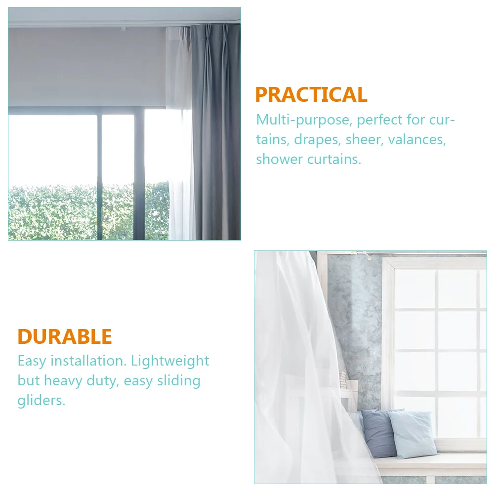 

100pcs Plastic Curtain Rollers Heavy Duty Lightweight Easy Installation Multi Purpose for Curtains Drapes Valances Shower