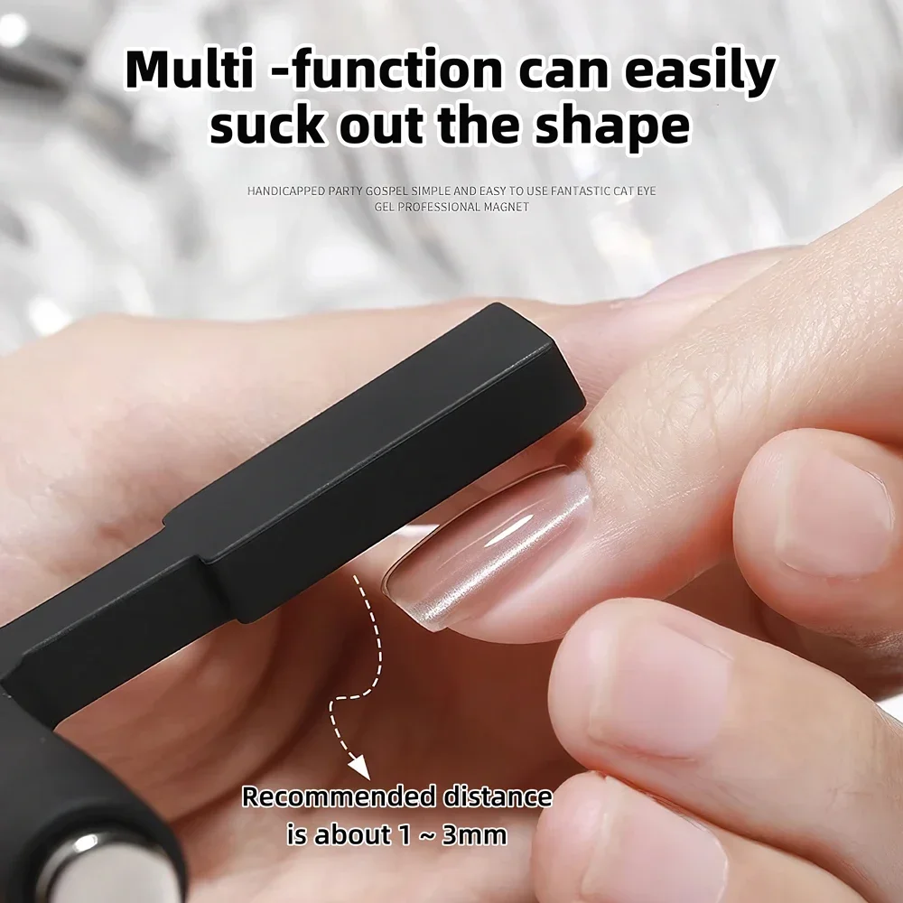 5-IN-1 Fancy Cat Eye Magnet Black Cross-shaped Strong Magnet Multi-functional Cat Eye Nail Polish Glue Iron Stone Nail Art Tool