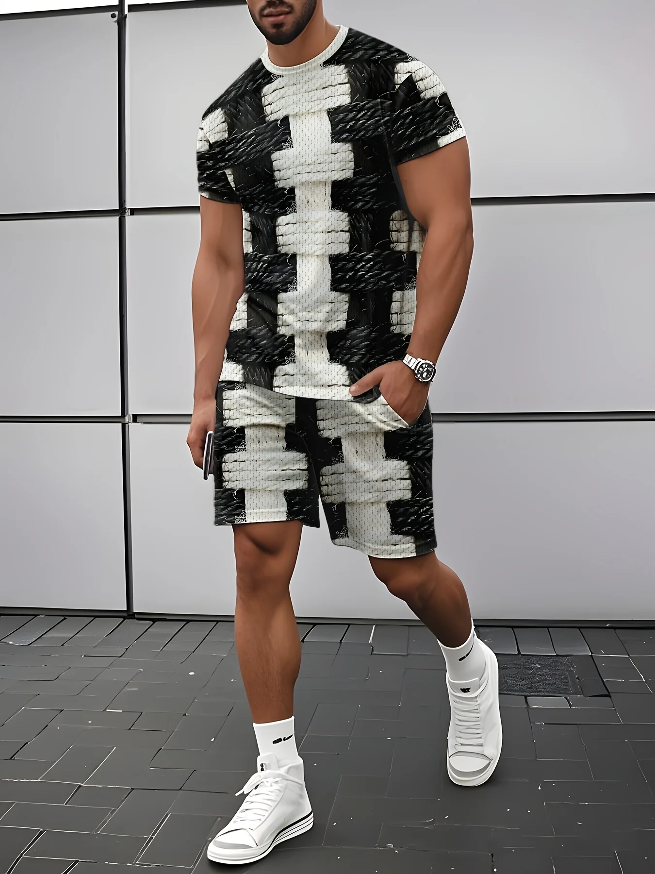 2026 New Men's Summer Short-Sleeve T-Shirt Set Stylish Two-Piece Athletic Wear 3D Printed Casual Shorts Hoodie Mens Athletic Set