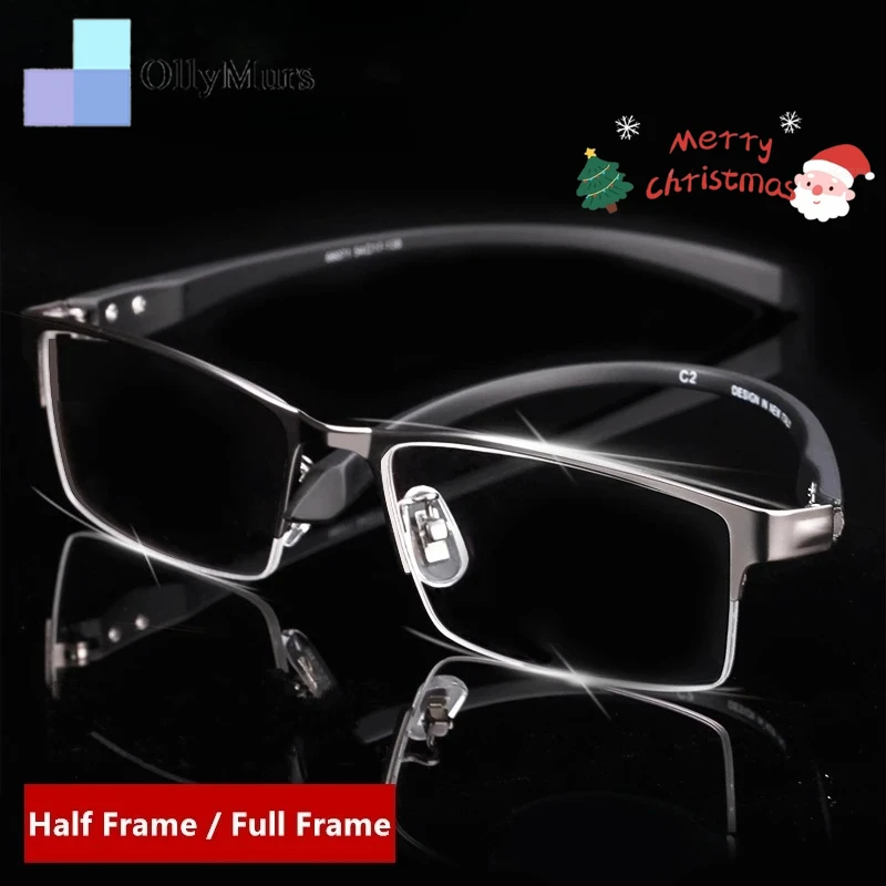 

OLLYMURS легкие и удобные очки из сплава TR90, деловые мужские полнокадровые полуоправы, оптическая оправа для очков по рецепту