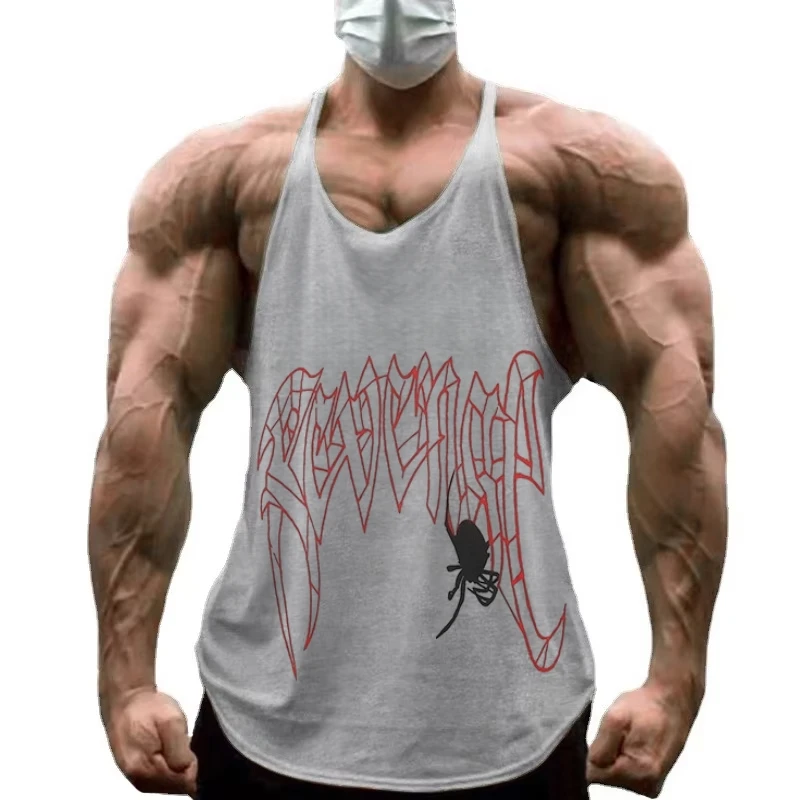 قميص صالة الألعاب الرياضية Hommes Stringer - Coton Premioux، Y Back، اللياقة البدنية للعضلات، Singlet Sans Manches، التدريب