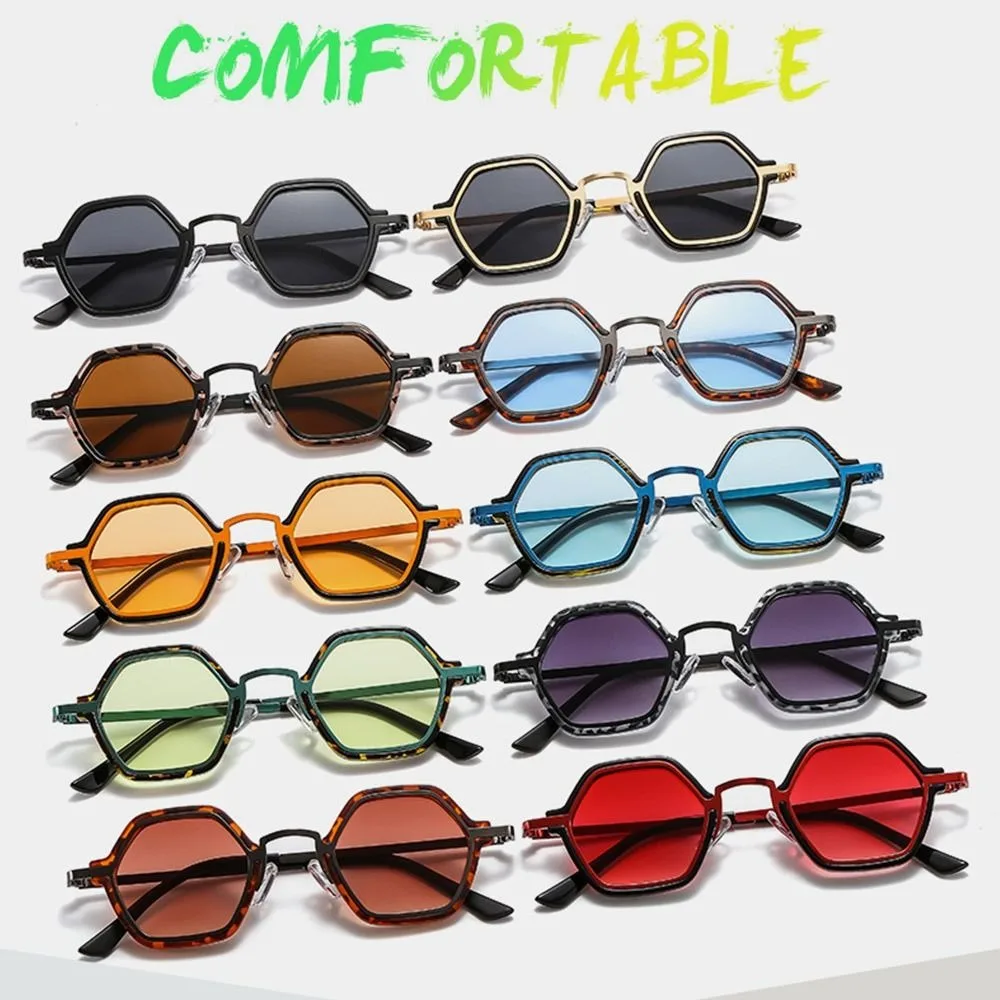 Hip Hop Small Polygonal Sunglasses Trendy Unisex Y2K Punk Shades UV400 Protection Driving Eyewear for Women & Men
