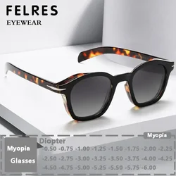 Men Women Square Frame Tinted Nearsighted Eyeglasses Prescription Glasses Fashion Sunshade Myopia Sunglasses -1.25 -1.50 FELRES