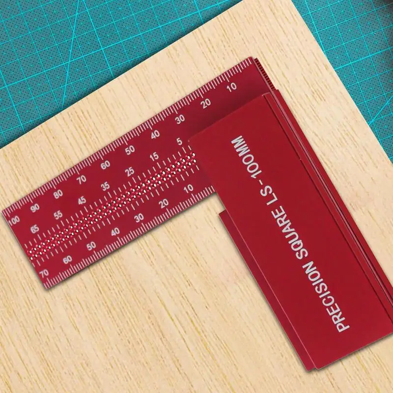 Rahmen quadratisches 4-Zoll-Lineal aus Aluminium legierung in l-Form Holz bearbeitungs werkzeugen mit hoher Genauigkeit 90-Grad-Tischlermessung