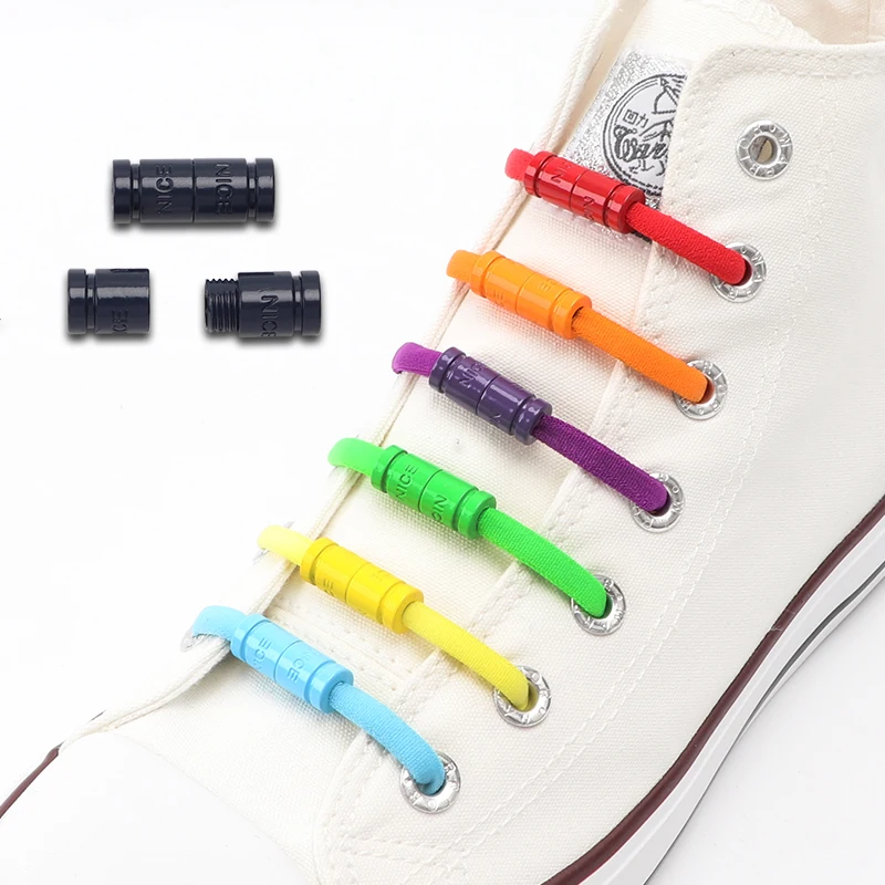 1 Pair Elastic Laces Nice Metal Capsule Lock Buckle No Tie Shoelaces Buckle Tieless Lazy Shoelace Decorations Shoe Accessries