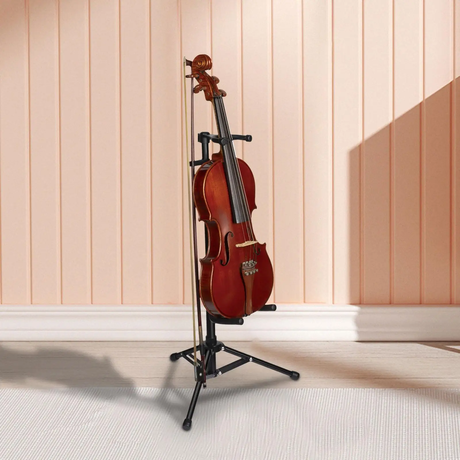 

Violin Floor Stand with Bows Hook Holder Adjustable Ukulele Display Stand