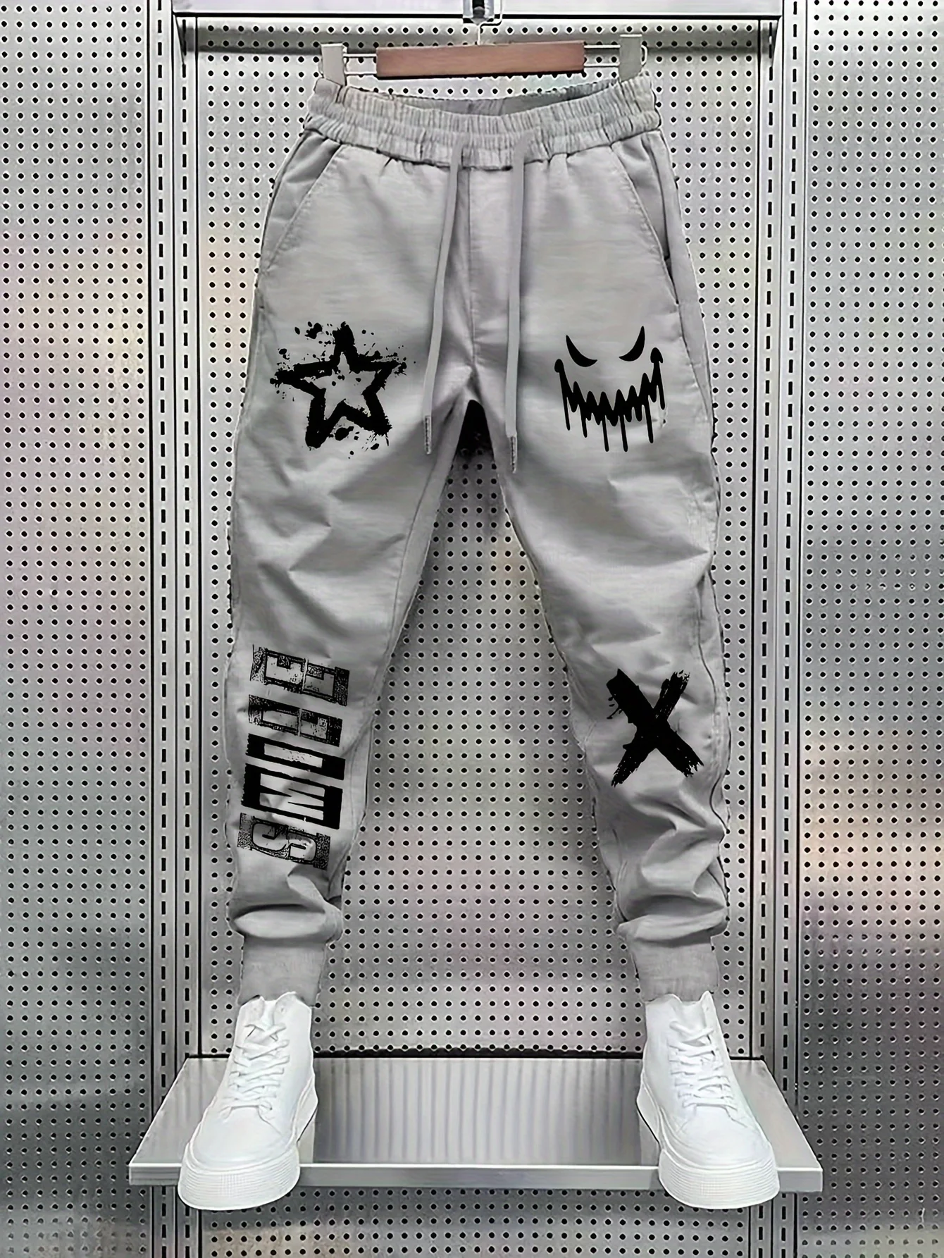 

Модные мужские повседневные брюки с принтом, базовый стиль, принт, обычная длина, подходят для всех сезонов, мужские повседневные брюки