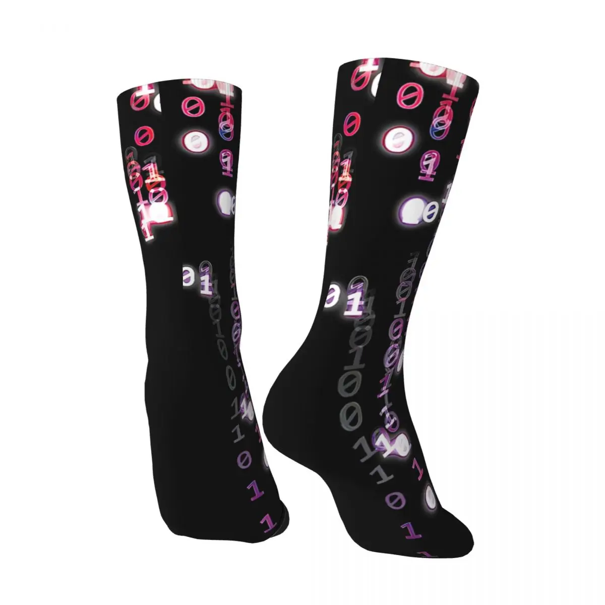 Crazy compression Violet And Magenta Matrix Rain Sock for Men Harajuku Quality Pattern Crew Sock Casual