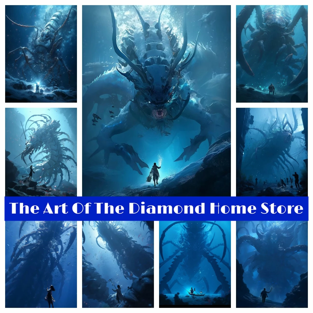 

Cthulhu Scary Sea Monster Adventure DIY 5D AB Drill Diamond Painting Fantasy Deep-sea Mosaic Cross Stitch Embroidery Home Decor