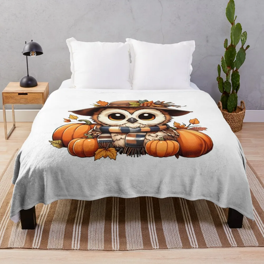 

Thanksgiving cute owl Throw Blanket Soft Decorative Throw For Baby Thins Blankets