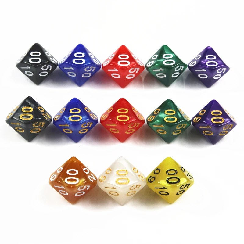 10pcs D10(00-90) Dice DND Dice Set Colored Multi-sided Dice for Board Game Teaching Math