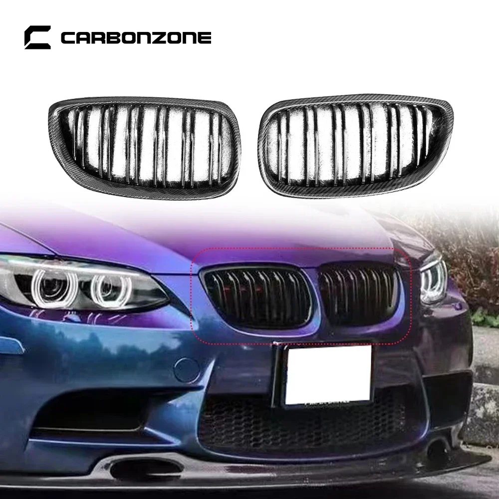 

Carbon Fiber Grille Double Line Air Grill Intake Kidney Grill Slat For Bmw E92 Front Bumper Finished Grille Car auto accessrioes