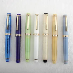 Jinhao-pluma estilográfica de acrílico, suministros de oficina, escuela, escritura de negocios, bolígrafos de tinta, Clip dorado, serie transparente, serie 82, nuevo