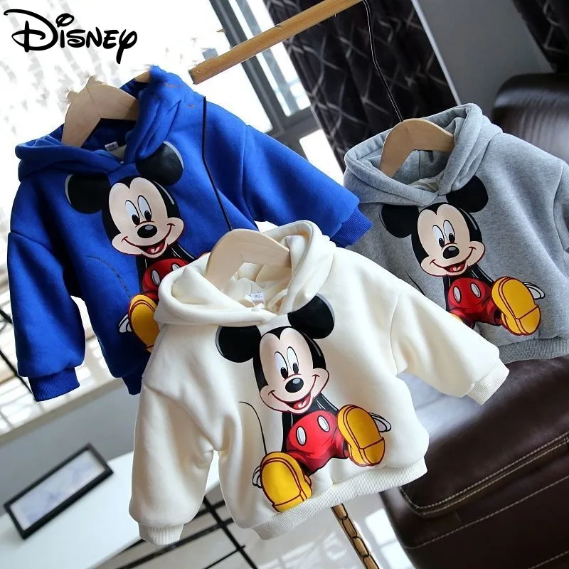 

Disney Cute Cartoon Mickey Kids Fashion Versatile Sweatshirt Fall & Winter Hoodie Boys & Girls Thickened Warm Hooded Top Jacket