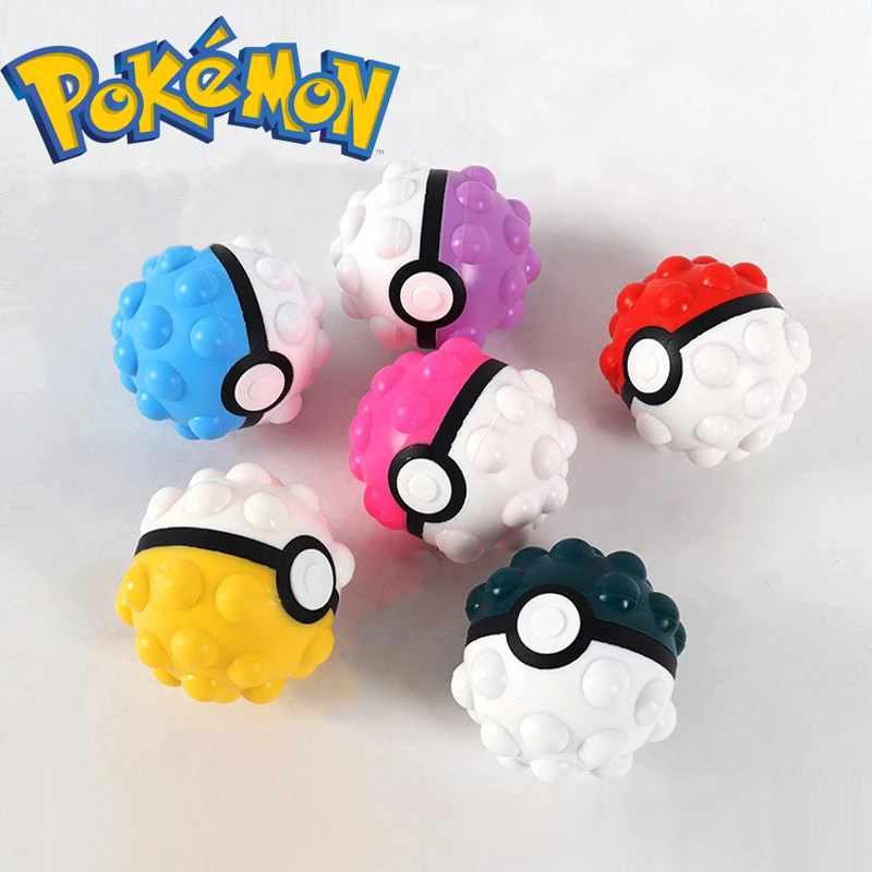 

6styles Pokemon Unzip Poke Ball Toys Anime Peripherals Bubble Ball Pinching 3d Silicone Stress Relieving Puzzle Toys Original